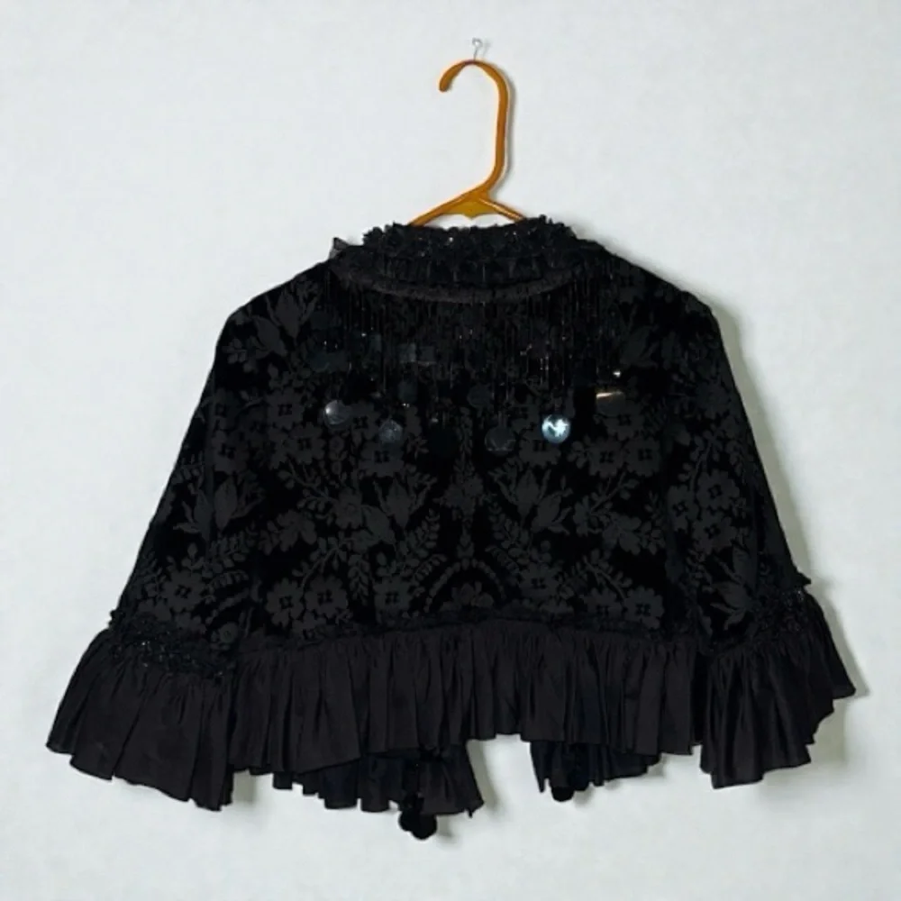 Tracy Feith Black Velvet Cape Jacket Size XP - Picture 5 of 9